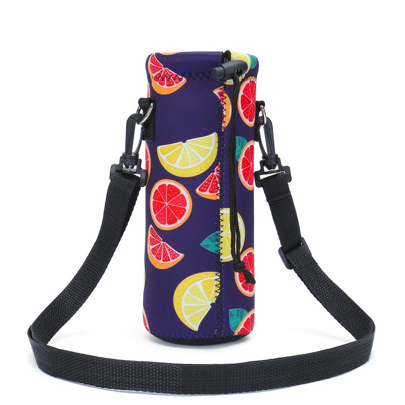 AMARY 1000ML Neoprene Water Bottle Carrier Bag with Adjustable Shoulder Strap,Insulated Water Bottle Cover for Stainless Steel/Glass/Plastic Bottles 34OZ (Lemon) - Image 3